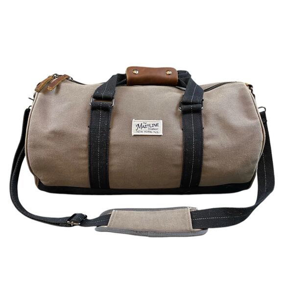 The Mastline Company canvas Weekender Overnight Bag Duffle Bag Gray Leather - Picture 1 of 15